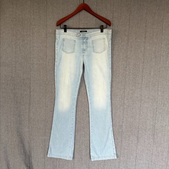 Vintage Y2K bebe Made in USA Low Rise Boot Cut Light Blue Jeans Size 31 Tall - Picture 1 of 16
